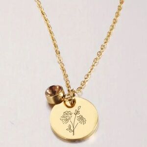 Antique Gold Tone Birth Flower Charm Necklace NWT November